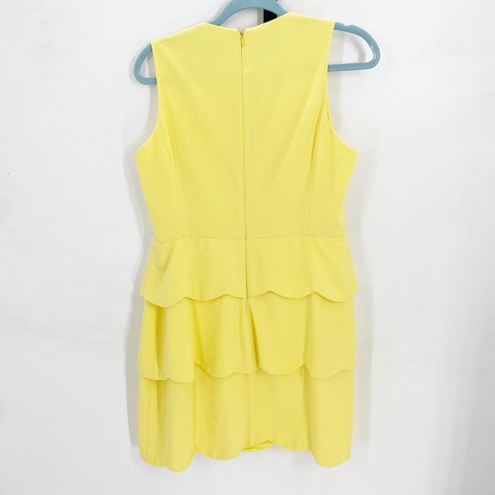Belle Bradley Mischka Yellow Scallop Tiered Edge Dress 14 - Picture 5 of 5